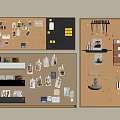 Decorative Wall Decor With Cork Boards Photos Notes Hooks And Small Displays 3d model