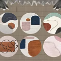 Modern Round Carpet Round Abstract Fabric Carpet 3d model