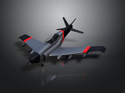 Space Exploration Aircraft 3D Model With Gray Body Black Nose And Red Stripes 3d model