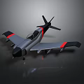 Space Exploration Aircraft 3D Model With Gray Body Black Nose And Red Stripes