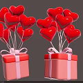 Pink Gift Boxes Decorated With Pink Bows And Red Heart Shaped Balloons