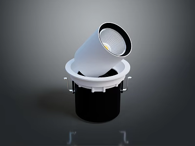 Sleek Modern Recessed Light Fixture For Home Furniture With White Shade And Black Base 3d model