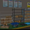 Warehouse Inspection Area With Shelves Boxes Pallets And Fire Extinguisher 3d model