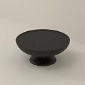 Sleek Black Round Coffee Table With Three Pillar Base And Smooth Surface 3d model