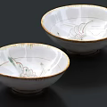Hand-Painted Ceramic Bowls With Intricate Leaf Patterns And Decorative Rim Design Set Of Two