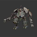 Futuristic Mechanical Robot Character With Heavy Metal Armor And Advanced Technological Features Design