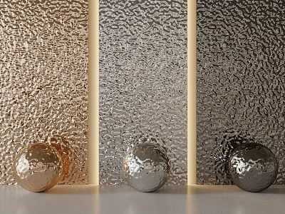 Hammered Metallic Wall Decor in Gold Silver Dark Gray with Ball Decorations on Light Wall 3d model