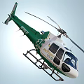 Green and White AirMed MedFlight Helicopter in Flight for Emergency Medical Services