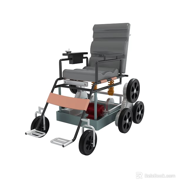 Sturdy Manual Wheelchair With Comfortable Seat Durable Wheels And Metal Frame 3d model 
