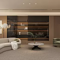 Elegant Modern Living Room Interior with Beige Sofa Green Armchair and Marble Coffee Table