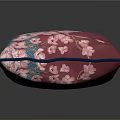 Decorative Pink Throw Pillow with Cherry Blossom Floral Design and Blue Trim