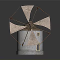 Traditional Windmill With Pink Blades White Base And Small Window Classic Design Structure 3d model
