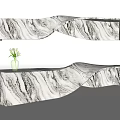 Modern Marble Reception Desk With Wavy Curved Shape Green Vase On Top