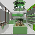 Bright Green Dessert Shop Interior Design With Display Cases And Various Desserts