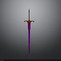 3D Model Of Red And Purple Sword With Decorative Hilt And Shiny Blade