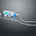 White And Blue Portable Music Player With Earphones And Digital 3d model