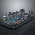 Modern Hovercraft With Large Propellers And Metal Deck Structure Design 3d model