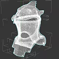 3D Model Beast Head Helmet With Golden Decoration And Black Body Neck Guard