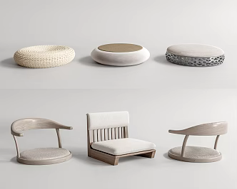 New Chinese Cushion Tatami Stool Futon Cushion 3d model