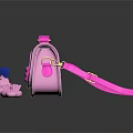 Cute Pink Quilted Handbag With Bunny Ear Bow And Cosmetic Items