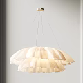Modern White Layered Pleated Chandelier Hanging In Minimalist Interior Design