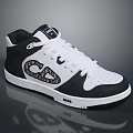 High Top Black And White Sneakers With White Laces And DGK Logo Design