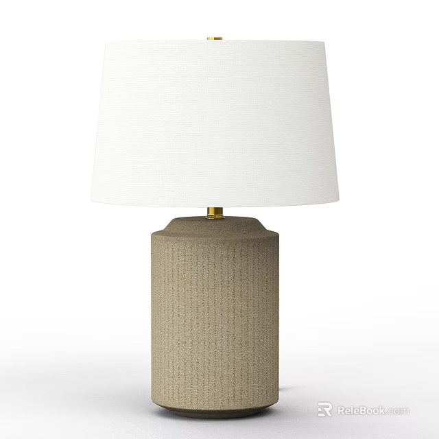 Modern Table Lamp With Textured Fabric Base White Lampshade And Gold Accent For Home Decor 3d model 