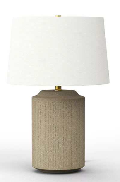 Modern Table Lamp With Textured Fabric Base White Lampshade And Gold Accent For Home Decor 3d model