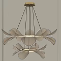 Modern Elegant Petal Shaped Multi Layer Chandelier With White Glass Shades And Gold Metal Frame