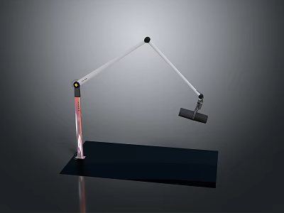 Modern Desk Lamp With White Long Arm Black Base Red Accents And Black Clamp 3d model