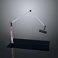 Modern Desk Lamp With White Long Arm Black Base Red Accents And Black Clamp