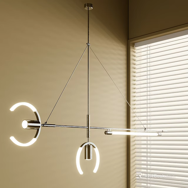 Modern Sofa and Coffee Table Set with Sleek Design and Pendant Light by Window 3d model