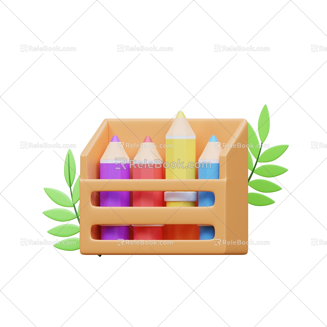 Crayon Colored Pen Stationery Cartoon Crayon 3d model