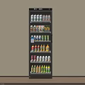Upright Refrigerator Display With Various Bottled Drinks On Organized Shelves