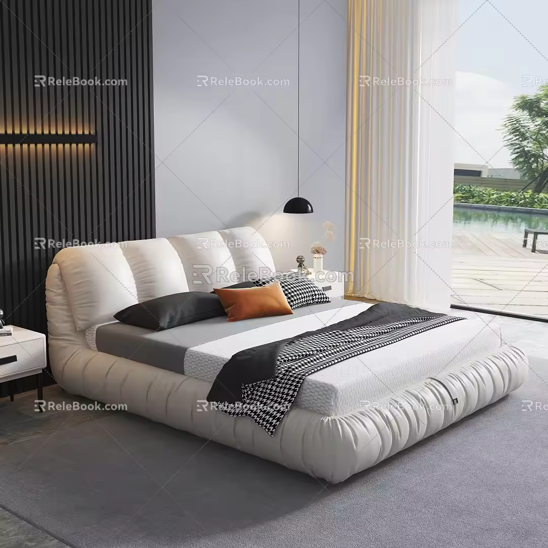 Soft bed net red bed 3d model