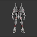 White And Red Robot Model With Futuristic Mechanical Armor And Detailed Joints