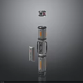 Modern Vertical Cylindrical Structure With Orange Stripes Top Device And Control Panel