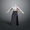 Stylish White Turtleneck Top With Gray Slit Midi Skirt And Brown Crossbody Bag