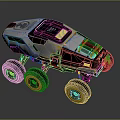 Futuristic Six Wheeled Off Road Vehicle With Mechanical Cockpit And Rugged Design