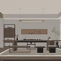 Modern Zen Solid Wood Tea Table And Chairs Set For Cozy Chinese Tea Room Interior