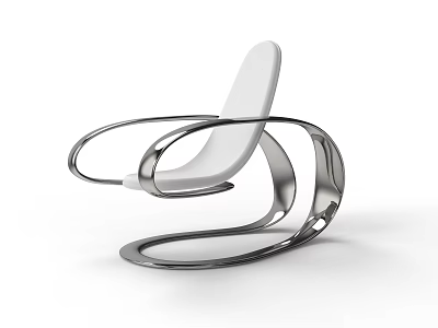 Modern Single Chair Design With Sleek Metal Frame And White Seat 3d model