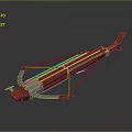 Unique Red Brown Crossbow Weapon Design With Metal Frame And Composite Body Structure 3d model