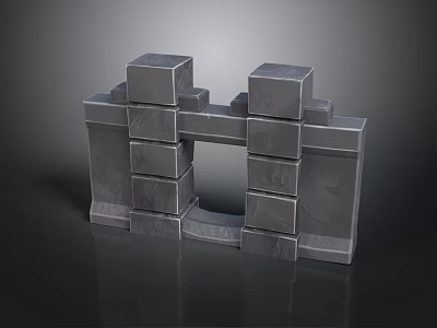 Gray Stone Architectural Arch Structure With Stacked Blocks And Solid Build 3d model