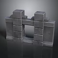 Gray Stone Architectural Arch Structure With Stacked Blocks And Solid Build