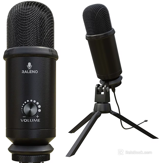 RALENO Professional Studio Microphone With Volume Control Knob And Tripod Stand 3d model 