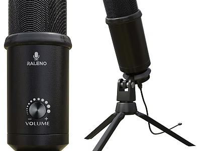 RALENO Professional Studio Microphone With Volume Control Knob And Tripod Stand 3d model