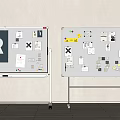 Modern Office Desk With Whiteboard Panels Sticky Notes And Paper Notes 3d model