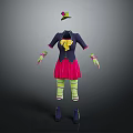 Game Movie Character Colorful Costume With Green Hat Navy Blue Top Yellow Bow And Pink Skirt