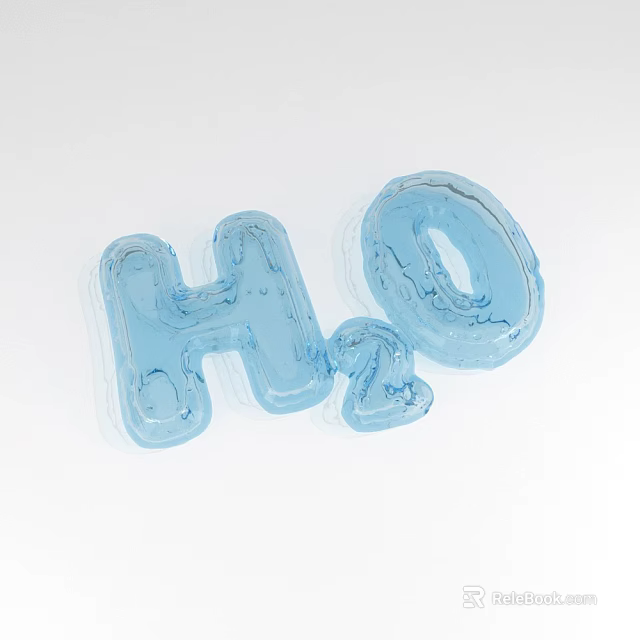 Blue Transparent H2O Letter Decorative Ornament Set For Home Decor 3d model 