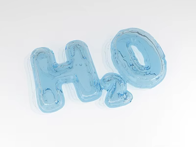 Blue Transparent H2O Letter Decorative Ornament Set For Home Decor 3d model